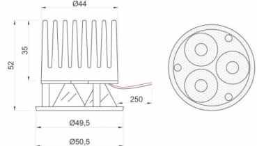 LED-Einsatz für Einbaustrahler, 700mA, typ. 45° Abtrahlwinkel