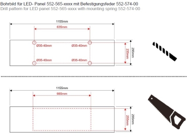 LED Panel Bohrbild Einbau-Klammern