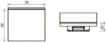 DALI Touch-Controller für Schalterdose, 1-kanalig, je Zone vier DALI-Adressen/Gruppen