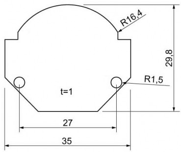 Endstück SOLID LINE, silberfarbig, ohne Kabelloch, mit Schrauben