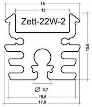 Alu Kühl-Profil eloxiert, ZETT-22W-2, zus. Wärmeleiter