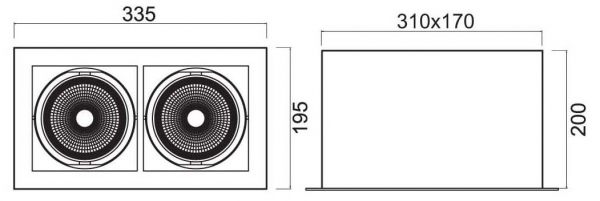 Kardanische Deckeneinbauleuchte 2 x QR111