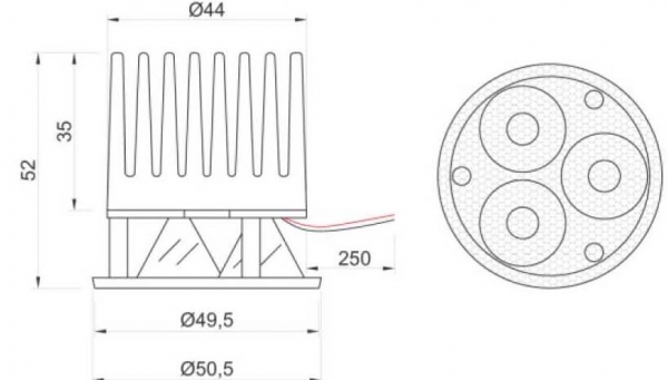 LED-Einsatz für Einbaustrahler, 700mA, typ. 25° Abtrahlwinkel