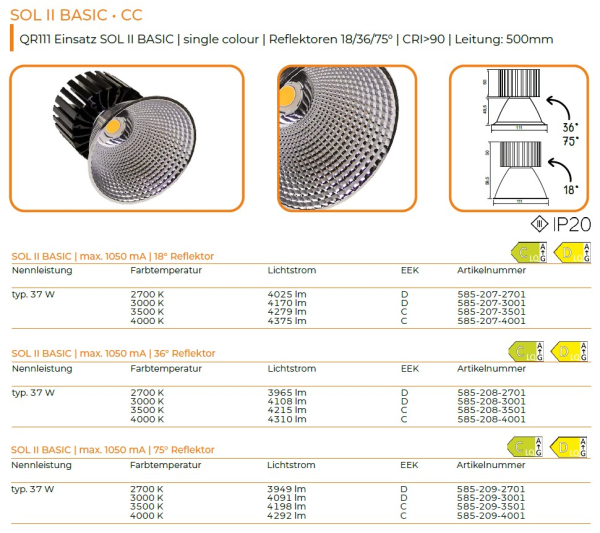 LED High Power Einsatz 111mm, 18° für EB-Strahler
