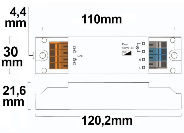 DALI Universal Dimmer für 230V Leuchtmittel, Trafos, 10 bis 300VA