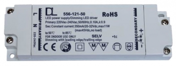 Netzgerät, dimmbar, 350mA/max.11W, Phasenabschnitt/-anschnitt