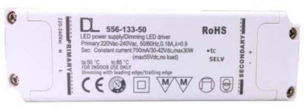 LED-Treiber 700mA, 30W, dimmbar per Phasenanschnitt oder Phasenabschnitt