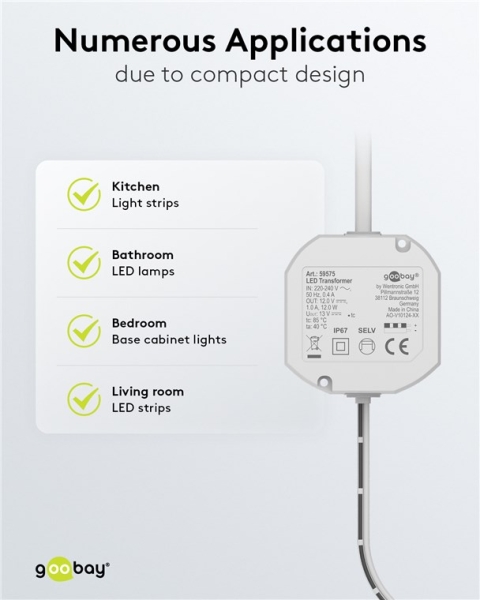 LED-Netzgerät IP67, 12V DC, 12W