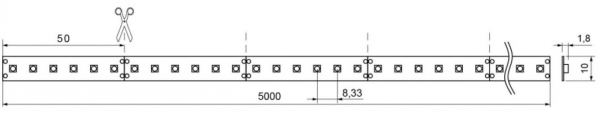 Flex-Leiterplatte 24V, 28,8W/m, 120 LED/m