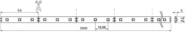 Flex-Leiterplatte, IP62, 12Vdc, 4,8Wm, Silikonüberzug