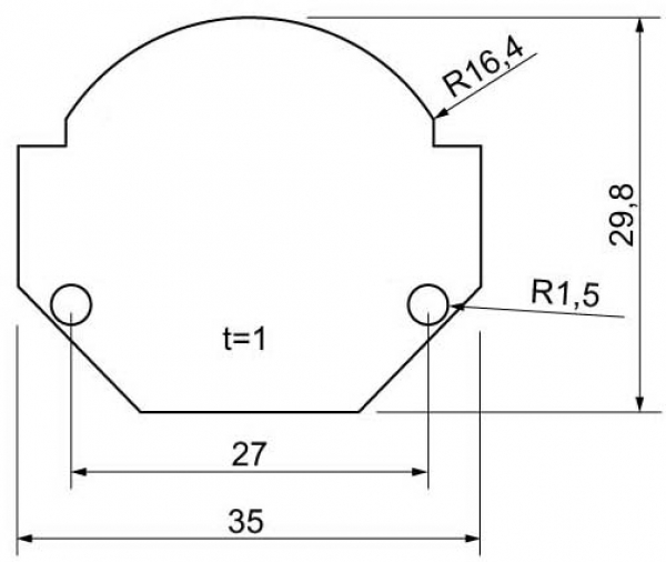 Endstück SOLID LINE, silberfarbig, ohne Kabelloch, mit Schrauben