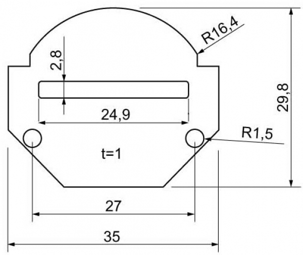 Endstück SOLID LINE, silberfarbig, mit Kabelloch, mit Schrauben