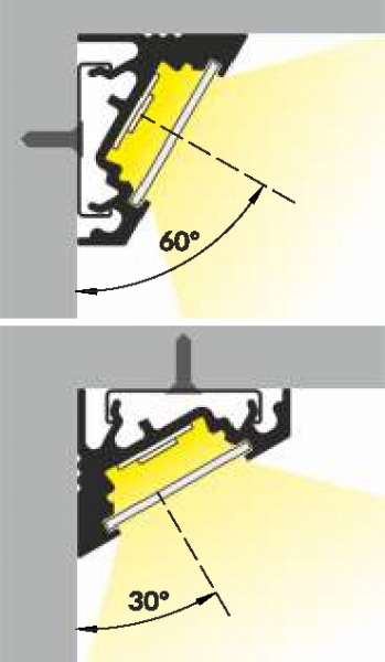 Schwarze Abdeckung zum Eindrücken, für Eckprofil CORNER 60/30, 2m