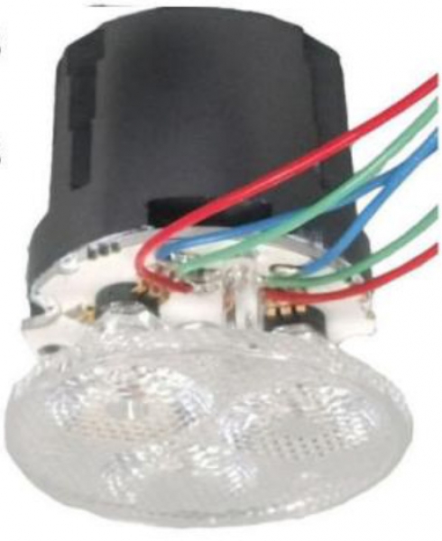 RGB LED Einsatz, Leuchtmittel für Einbaustrahler, 12V dc, gem. Anode, Plus