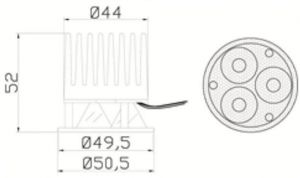 RGB LED Einsatz für Einbaustrahler, 12V, gemeinsame Anode (negativ gesteuert)