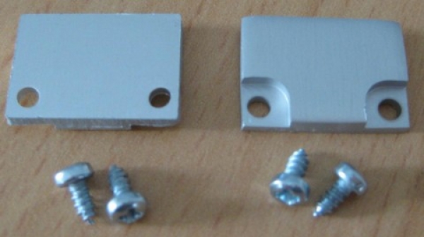 2 x Endstück mit Stärke 3mm, Alu, mit 4 Schrauben