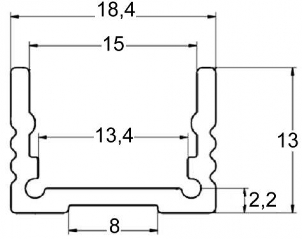 Flaches LED Alu-Profil, Masse